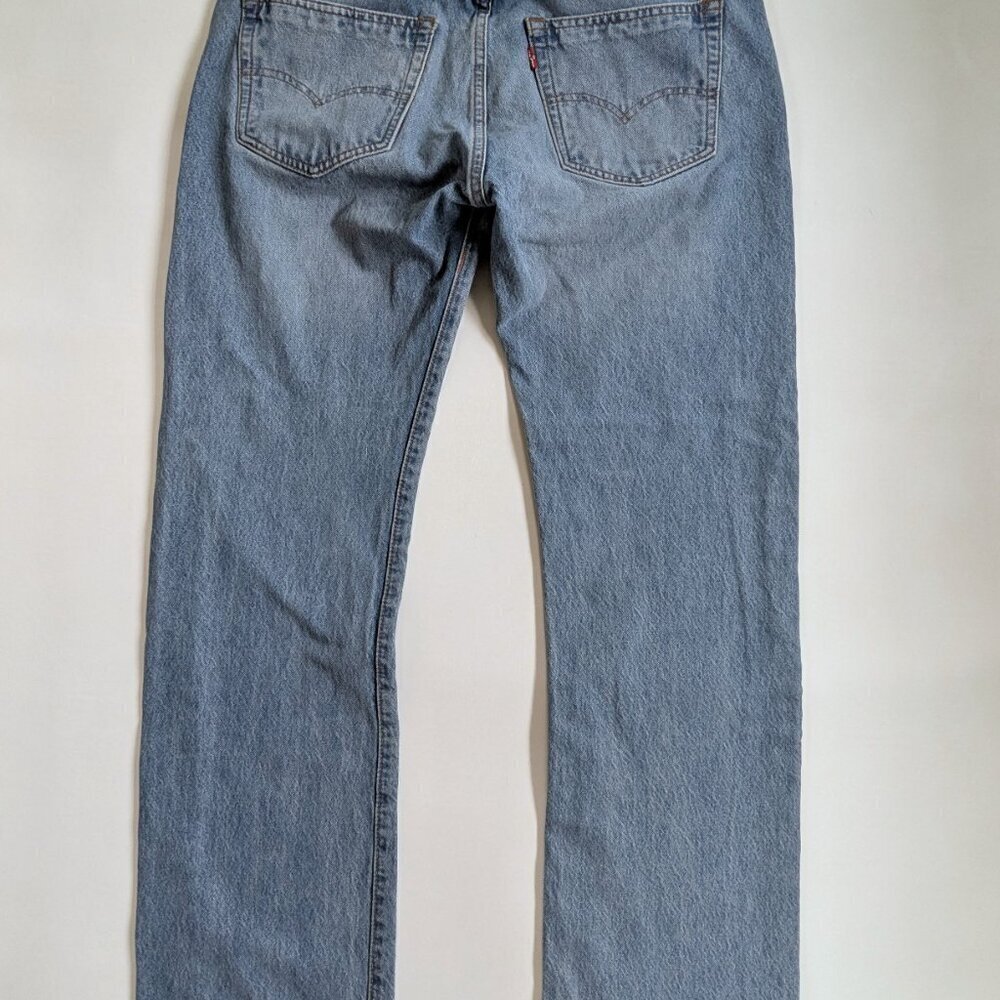 Levi Strauss 501 Men's Jeans Straight Leg Size W34 L32 Button Fly High Waist - Picture 4 of 9